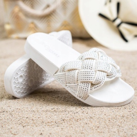 Groto Gogo Tekstilne papuče s kristalima bijela 1