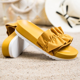 SHELOVET Papuče boje senfa na platformi žuta boja 1