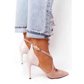 Suede visoke potpetice Visconi 7400TAS / 239 bež ružičasta 4