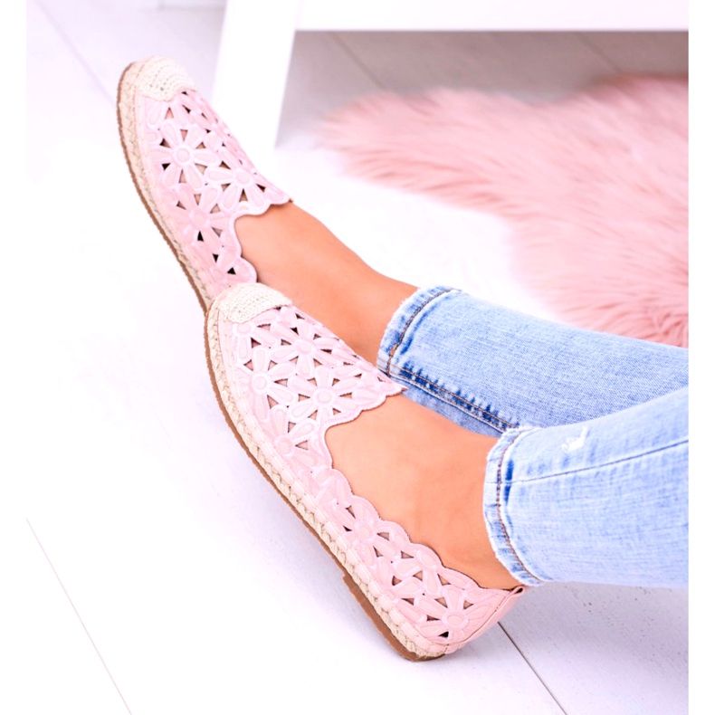Lu Boo ženske balerinke ružičaste espadrile makarena cvijeće ružičasta 1