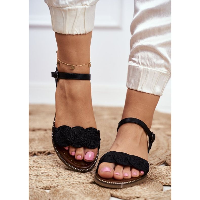 S.Barski Ženske ravne sandale Black Barski Humanity crna 5