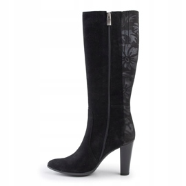 Marco Shoes Crne kožne čizme sa cvijećem crno 2