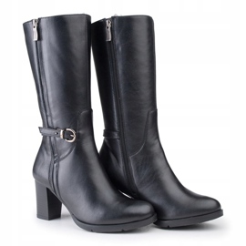 Marco Shoes Klasične čizme od crne nappa kože s dodatnim kopčama i naramenicama crno 1