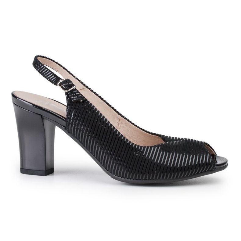 Marco Shoes Sandale bez prsta i pete u crnoj koži s prugama crna 1