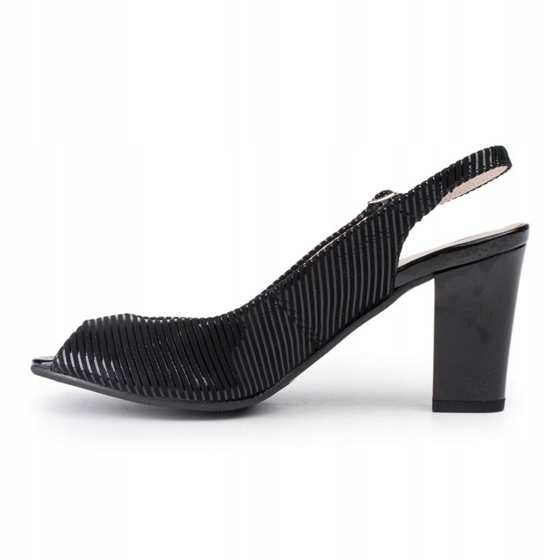 Marco Shoes Sandale bez prsta i pete u crnoj koži s prugama 2