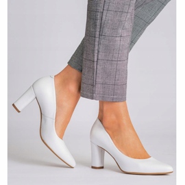 Marco Shoes Klasične bijele kožne pumpe bijela 1