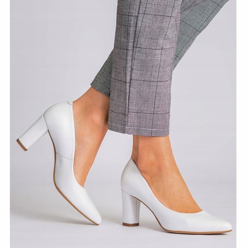 Marco Shoes Klasične bijele kožne pumpe bijela 1