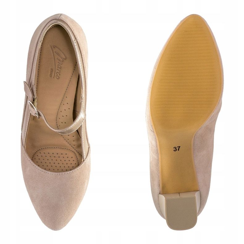 Marco Shoes Pumpe s remenom na stabilnoj peti bež 1