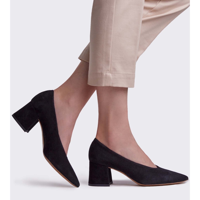 Marco Shoes Elegantne crne ženske pumpe od antilopa crna 1