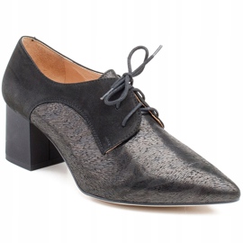 Marco Shoes Crne cipele na vezanje 1248P od antilopa s uzorkom crna 1