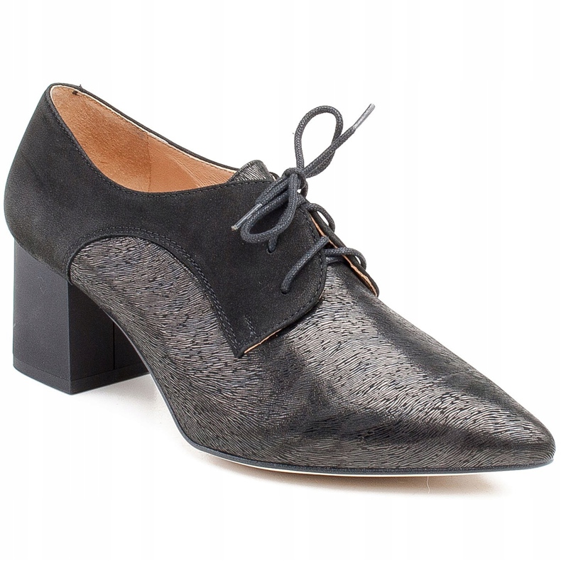 Marco Shoes Crne cipele na vezanje 1248P od antilopa s uzorkom crno 1