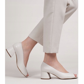 Marco Shoes 1576P bež kožne pumpe sa stabilnom petom 2