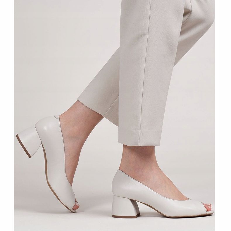 Marco Shoes 1576P bež kožne pumpe sa stabilnom petom 2