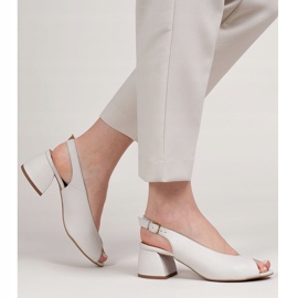 Marco Shoes Bijele kožne sandale 1573P sa stabilnom petom bijela 2