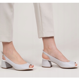 Marco Shoes Kožne sandale sive boje 1506P sa stabilnom petom siva 1