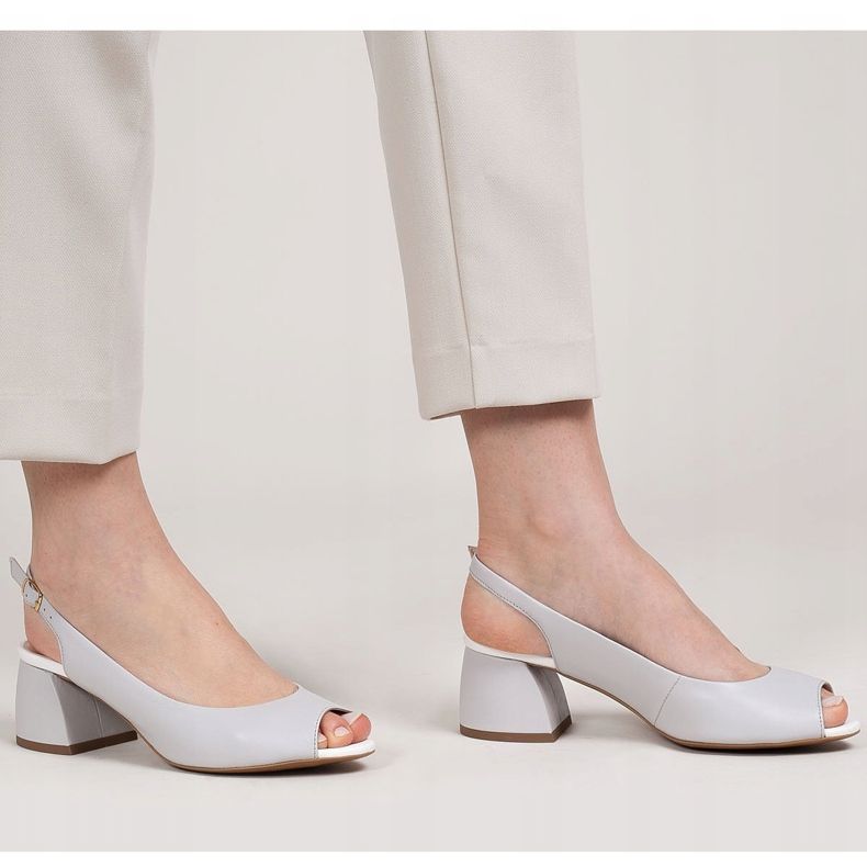 Marco Shoes Kožne sandale sive boje 1506P sa stabilnom petom siva 1