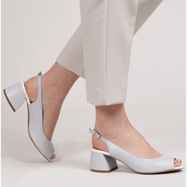 Marco Shoes Kožne sandale sive boje 1506P sa stabilnom petom siva 2