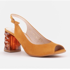 Marco Shoes Kožne sandale žute boje s 3D petom 1517P žuta boja 1