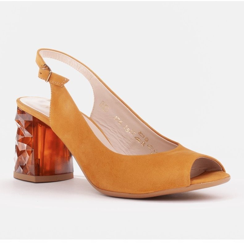 Marco Shoes Kožne sandale žute boje s 3D petom 1517P žuta boja 1