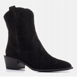 Marco Shoes Crne kaubojske čizme od prirodnog antilopa bez izolacije crna 1