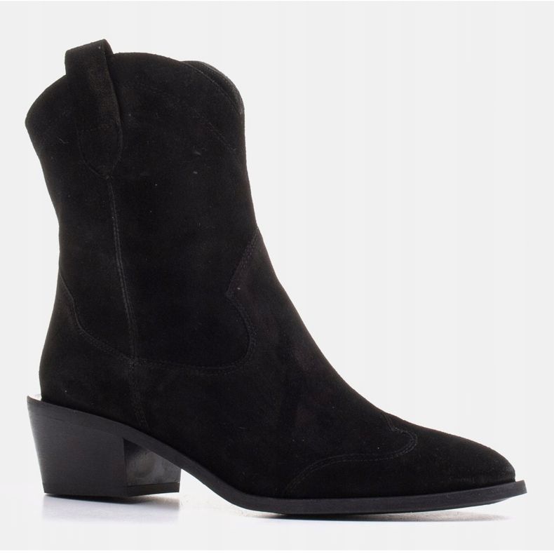 Marco Shoes Crne kaubojske čizme od prirodnog antilopa bez izolacije crno 1