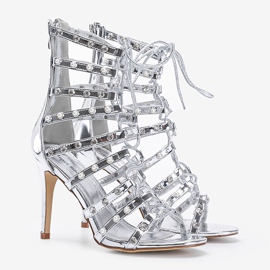 Srebrne sandale na štikli The Twist srebro 1