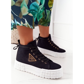 Ženske visoke tenisice na platformi od crnog Manhattana crna 2