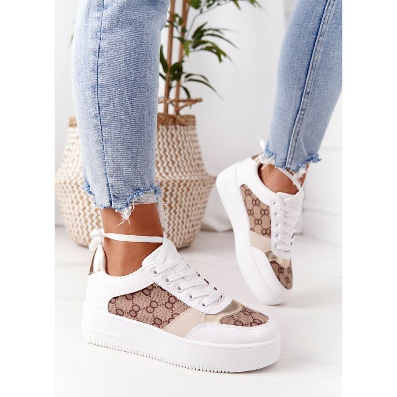 Sportska obuća Tenisice na platformi bijele i zlatne Allisone bijela zlatna 2