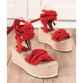 Seastar Vezane sandale na visokoj platformi crvena 1
