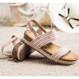 SHELOVET Udobne sandale s kopčom smeđa ružičasta 1