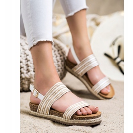 SHELOVET Udobne sandale s kopčom bijela smeđa 1