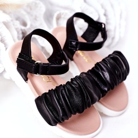 FR1 Dječje crne sandale Aimy s čičkom crno 1