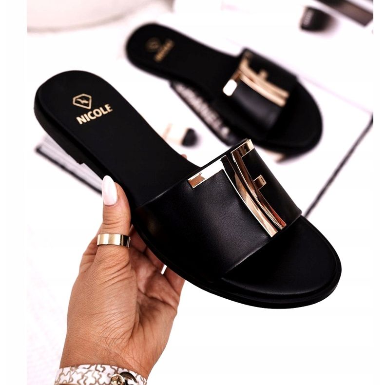 Elegantne ženske papuče crne Nicole Dilmah crno 2