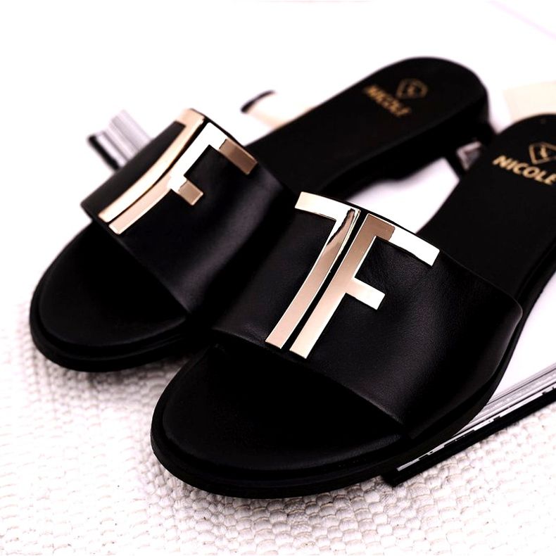 Elegantne ženske papuče crne Nicole Dilmah crno 5