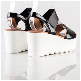 Weide Lagane sandale na bijelom klinu crno 1