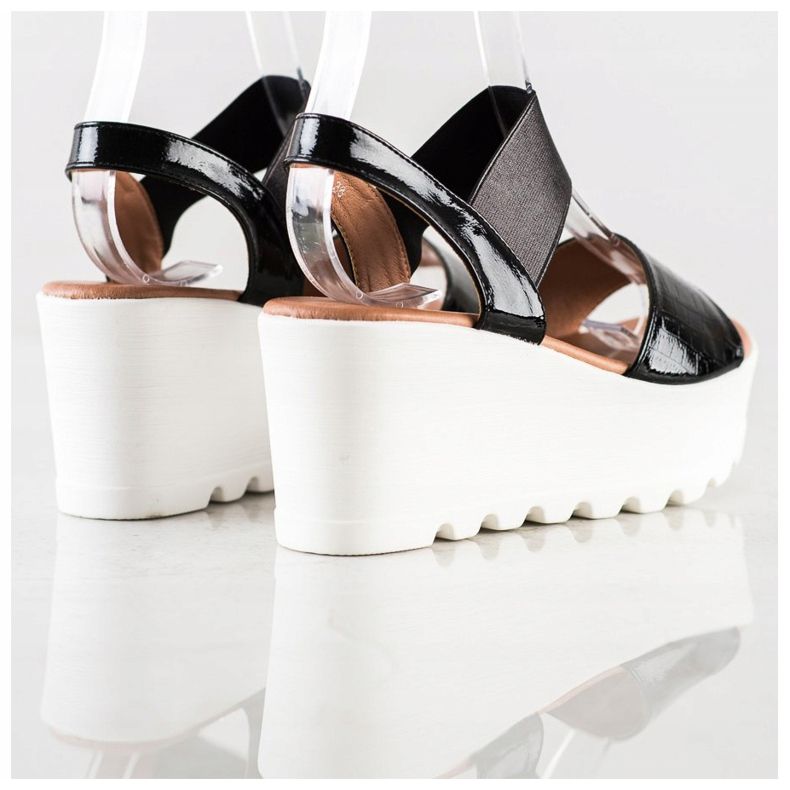 Weide Lagane sandale na bijelom klinu crna 1