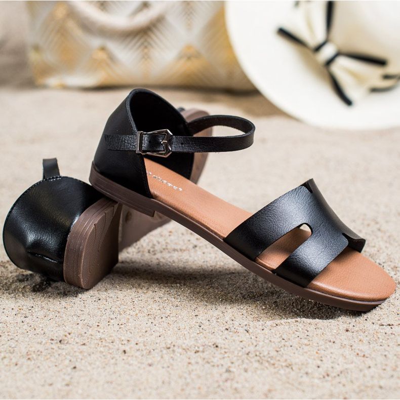 Ideal Shoes Klasične sandale od eko kože crno 1
