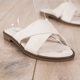 Ideal Shoes Elegantne papuče od antilopa bež 1