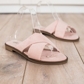 Ideal Shoes Elegantne papuče od antilopa ružičasta 1