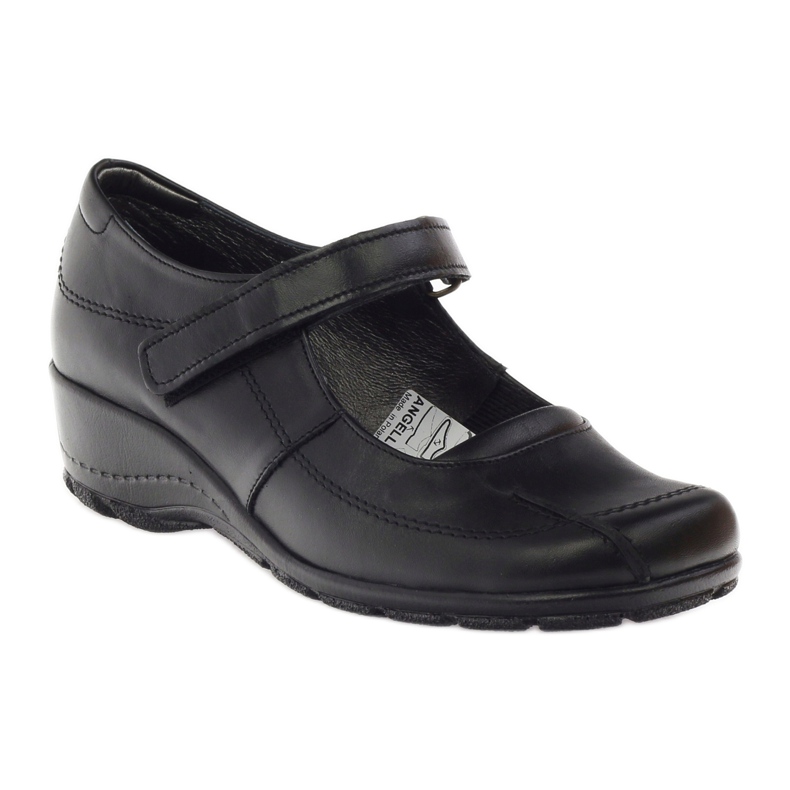 Pumpe na klin prirodna koža Angello 371 crne crno 1