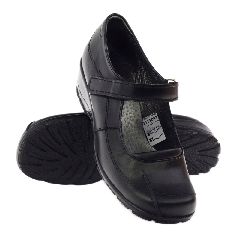 Pumpe na klin prirodna koža Angello 371 crne crno 3