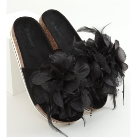 Crne plute papuče s cvijećem CK113P Crna 1