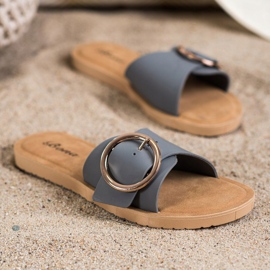 Bona Papuče s ukrasnom kopčom siva 1