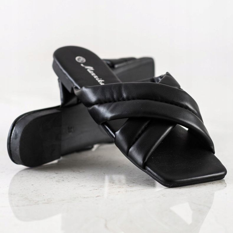 Mannika Udobne papuče od eko kože crna 1