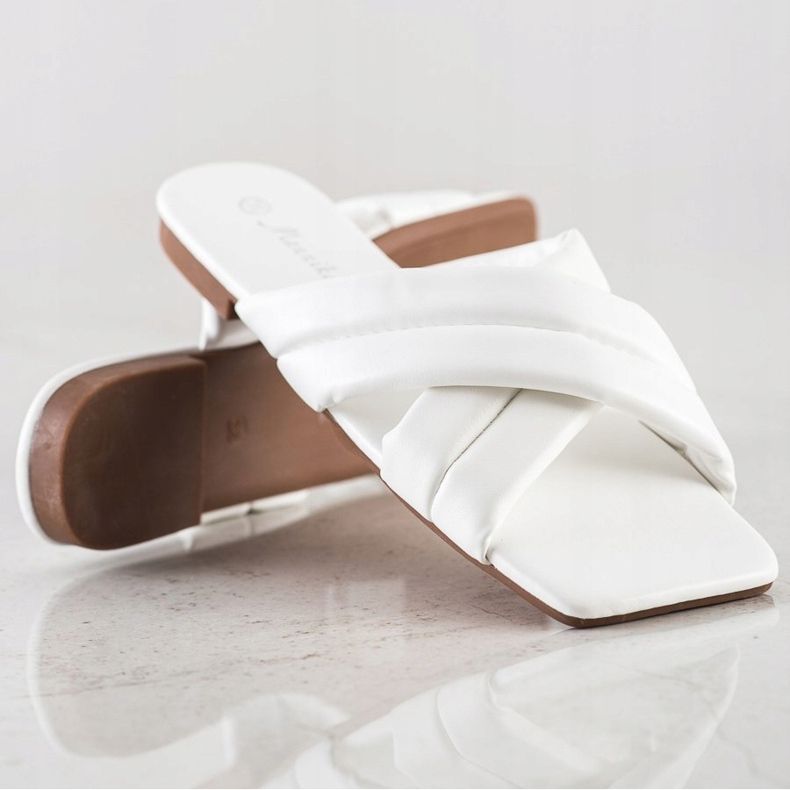 Mannika Udobne papuče od eko kože bijela 1