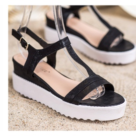 Bestelle Svijetleće sandale na klin crna 1