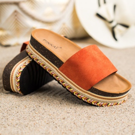 SHELOVET Udobne papuče od antilopa narančasta 1