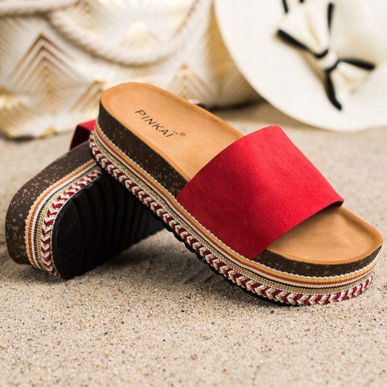 SHELOVET Udobne papuče od antilopa crvena 1