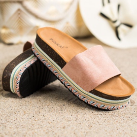 SHELOVET Udobne papuče od antilopa ružičasta 1