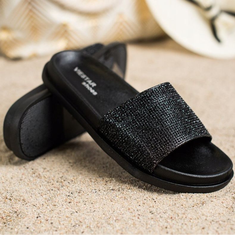 SHELOVET Crne sjajne papuče crno 1